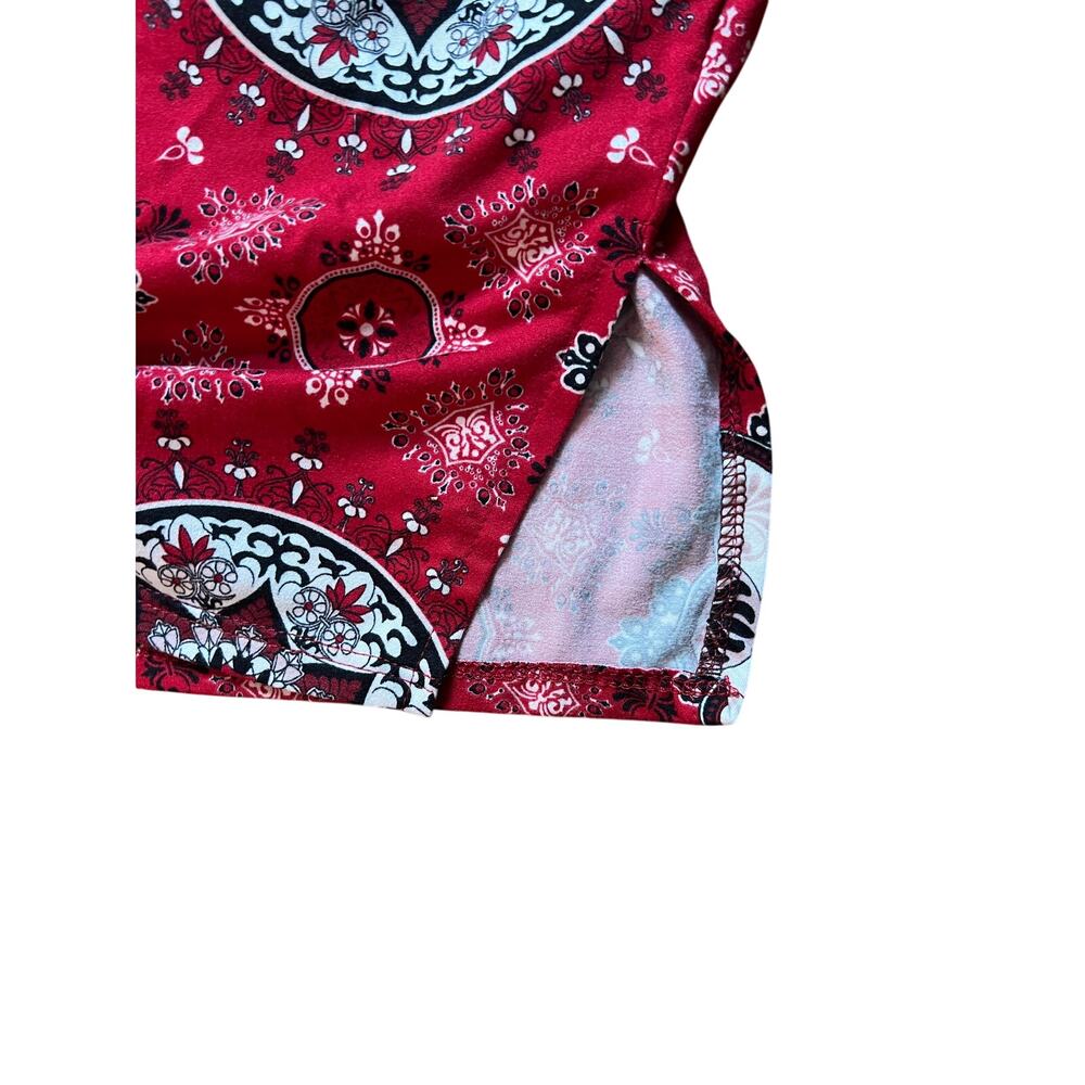 Vtg Y2K Charlotte Russe Mandala Print Mini Dress Red Black Medium - Picture 5 of 5